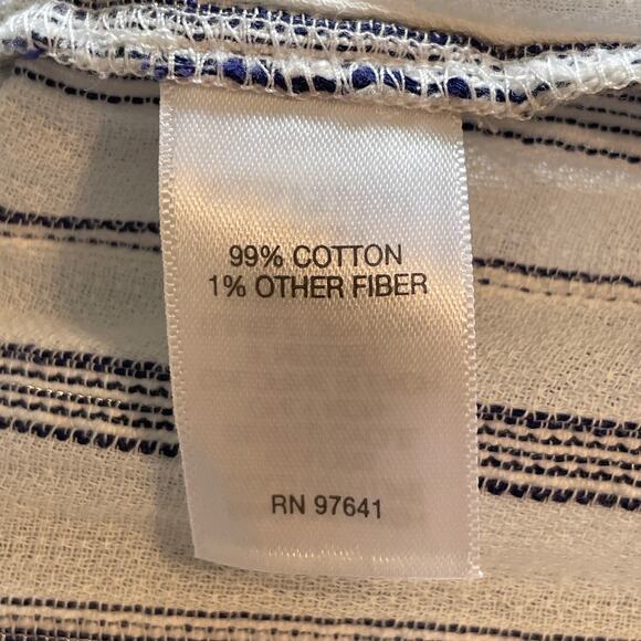 J. Jill Striped Button Sleeveless Top Womens XL White Blue Cotton Beachy Tank - Picture 5 of 7